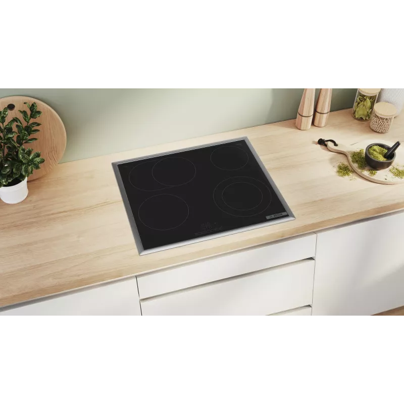 Bosch Serie 4 PKN645BB2E melna plīts, iebūvējama, platums 60 cm, indukcijas zona, 4 zonu(s)