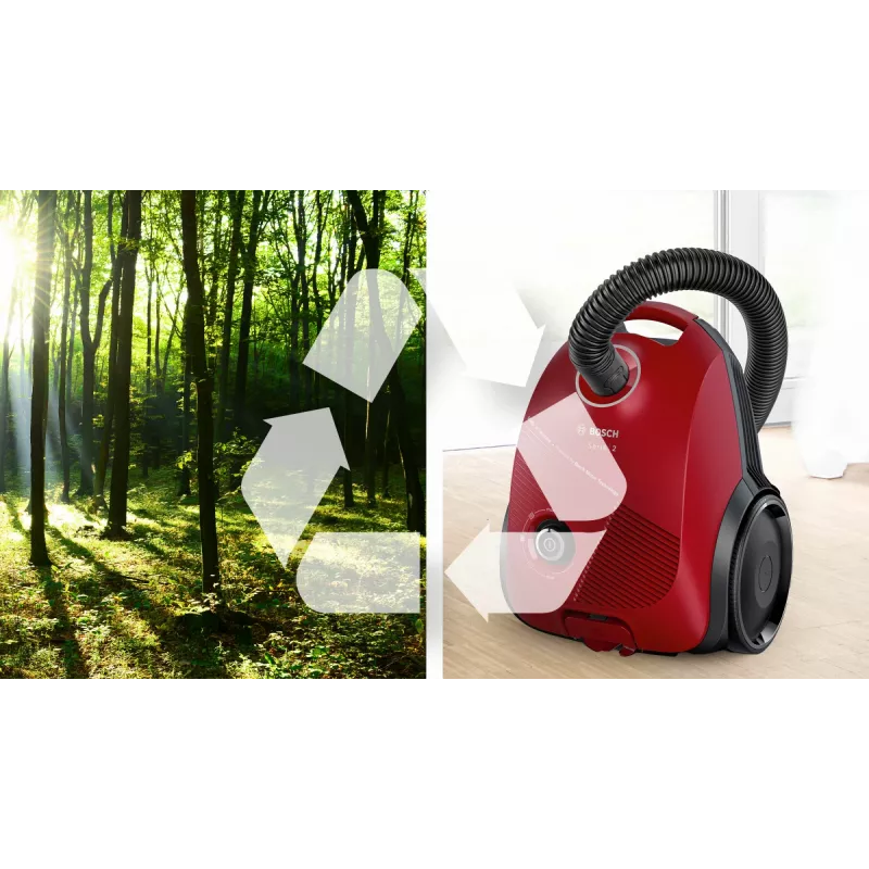 Bosch Serie 2 BGBS2RD1 putekļsūcējs 3,5 L cilindra putekļsūcējs sausai tīrīšanai 600 W putekļu maiss