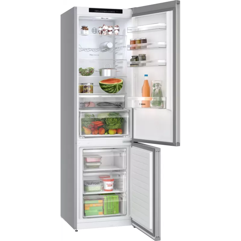 Bosch Serie 4 KGN392LAG ledusskapis-sal dētāja Brīvstāvoša 363 L Metālisks