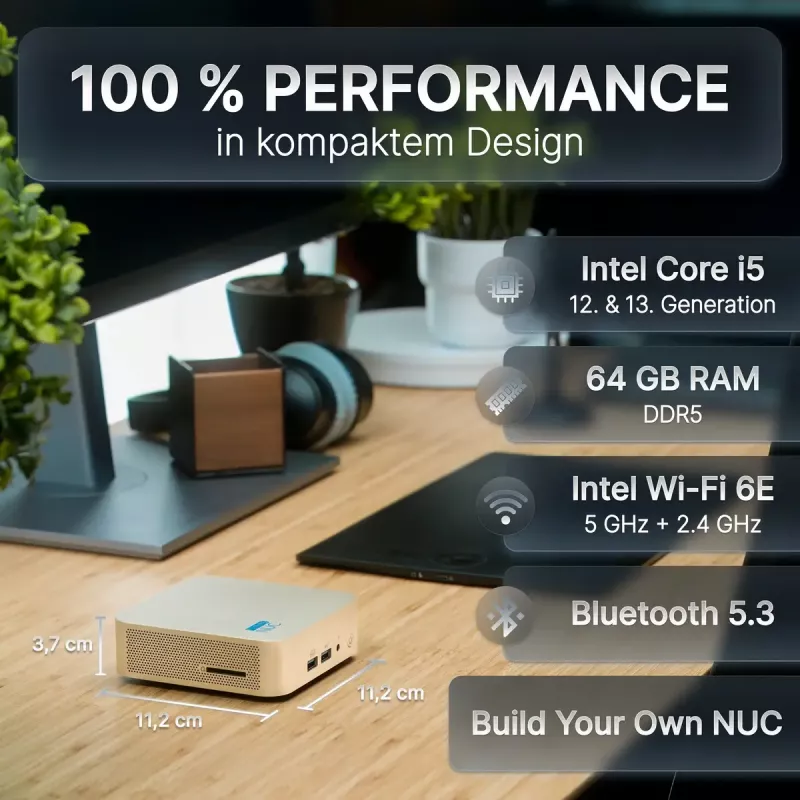 Mini PC FutureNUC Lux NUC 13i5HL – Intel Core i5-13420H, 16 GB DDR4, 512 GB SSD, Intel Iris Xe, Windows 11 Pro, zelts