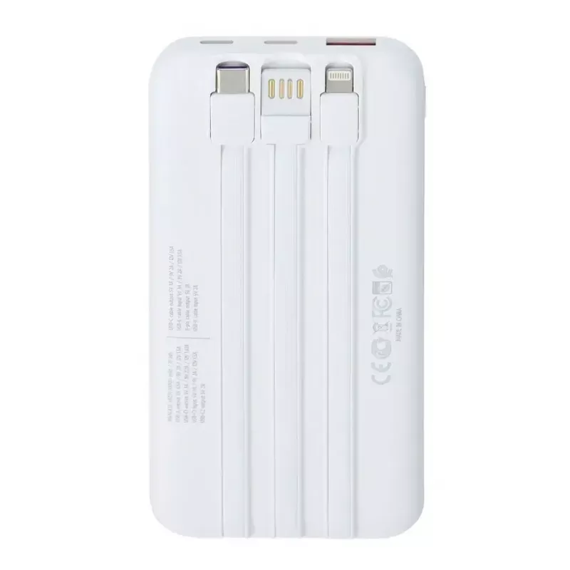 Portable power bank Rivacase VA2211WH — 10000 mAh, PD 3.0, QC 3.0, 1x USB-A + 2x USB-C, 22.5 W output