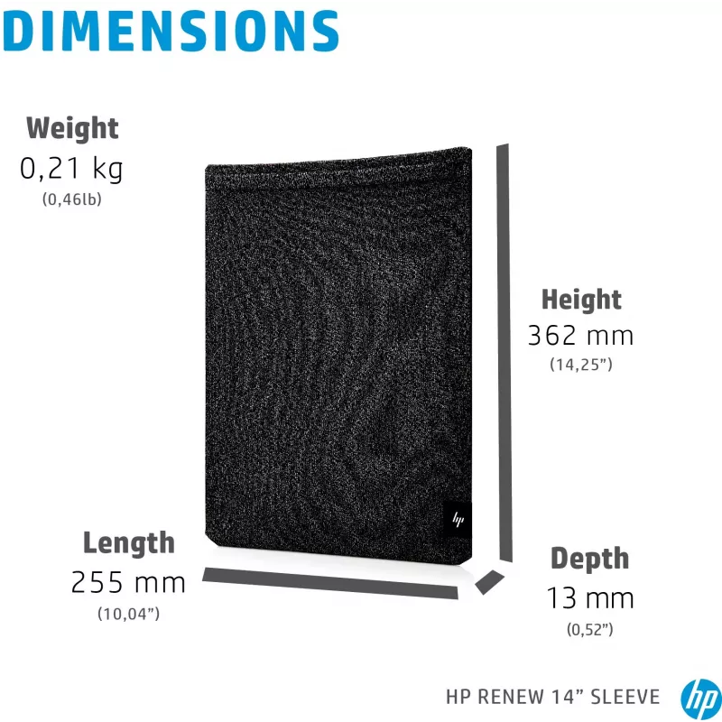 HP Renew 14 klēpjdatora uzmava, Uzmavas maciņš, 35,6 cm (14 collas), 210 g