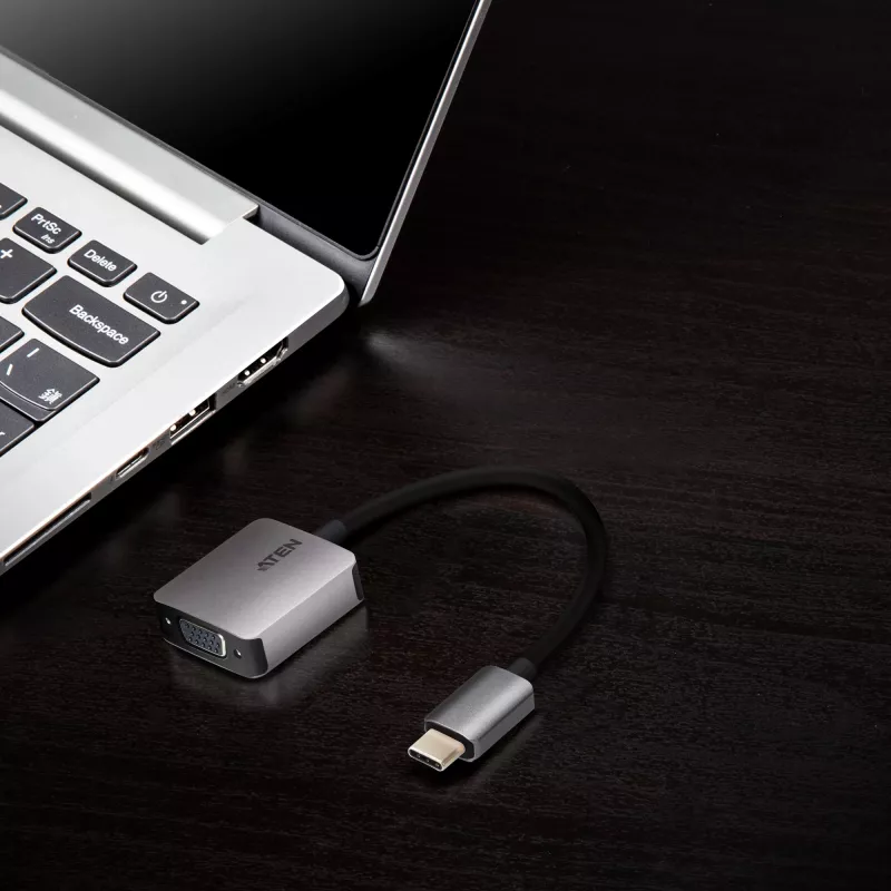 ATEN USB-C uz VGA adapteris, USB Type-C, VGA (D-Sub), vīrišķais, sievišķais, taisns, taisns