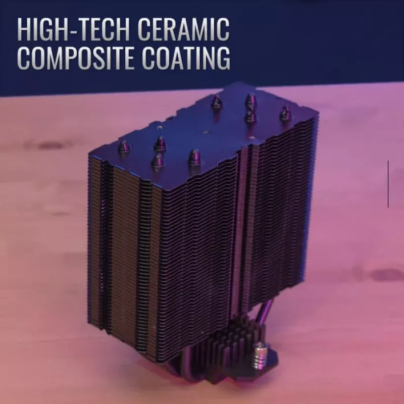 Gaisa dzesētājs AEROCOOL Rime 4 120 mm ventilators ar hidraulisko gultni, 4 siltuma caurules, TDP 230 W, melns