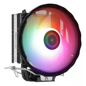 Gaisa dzesētājs AEROCOOL Rave 3 FRGB 120 mm Melns Balts — 4 siltuma caurules, ARGB, hidrauliskais gultnis, 1800 RPM