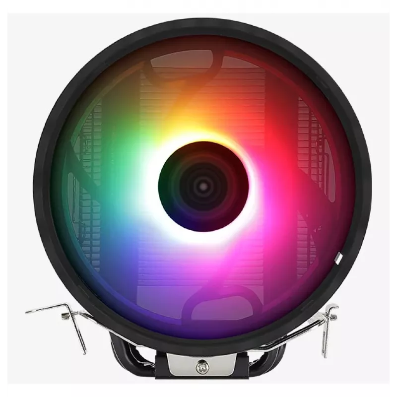Gaisa dzesētājs AEROCOOL Rave 3 FRGB 120 mm Melns Balts — 4 siltuma caurules, ARGB, hidrauliskais gultnis, 1800 RPM