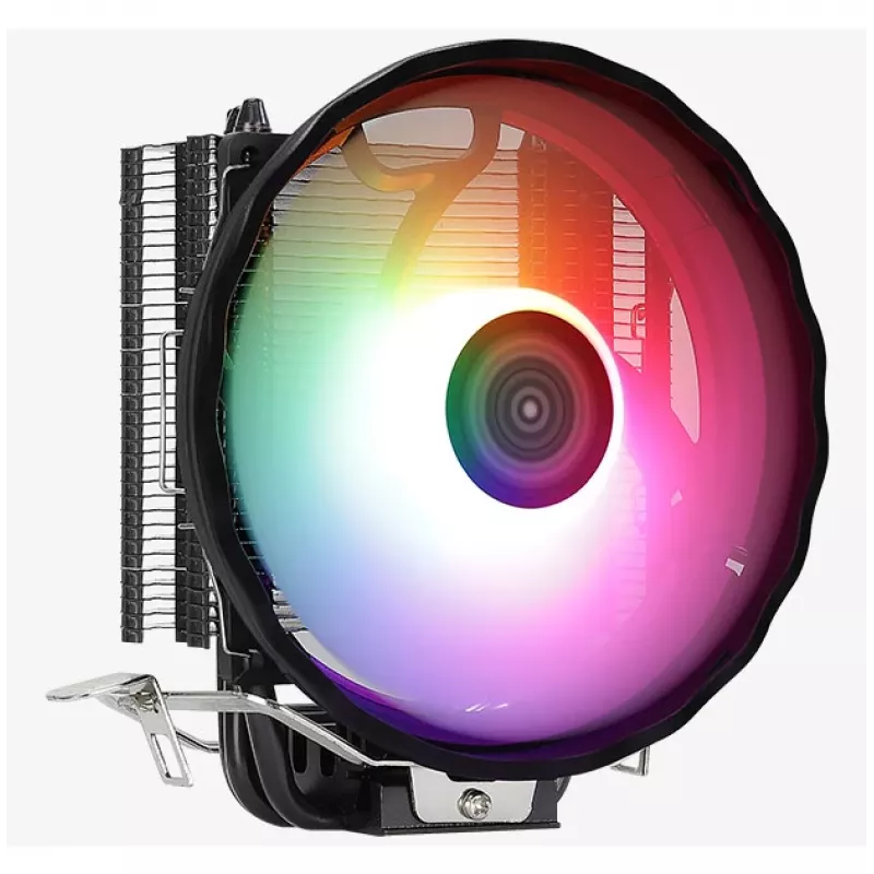 Gaisa dzesētājs AEROCOOL Rave 3 FRGB 120 mm Melns Balts — 4 siltuma caurules, ARGB, hidrauliskais gultnis, 1800 RPM