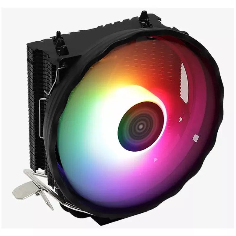 Gaisa dzesētājs AEROCOOL Rave 3 FRGB 120 mm Melns Balts — 4 siltuma caurules, ARGB, hidrauliskais gultnis, 1800 RPM
