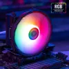 Gaisa dzesētājs AEROCOOL Rave 3 FRGB 120 mm Melns Balts — 4 siltuma caurules, ARGB, hidrauliskais gultnis, 1800 RPM