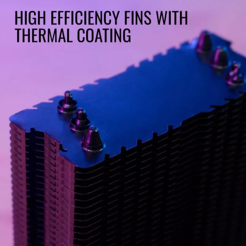 Gaisa dzesētājs AEROCOOL Rave 3 FRGB 120 mm Melns Balts — 4 siltuma caurules, ARGB, hidrauliskais gultnis, 1800 RPM