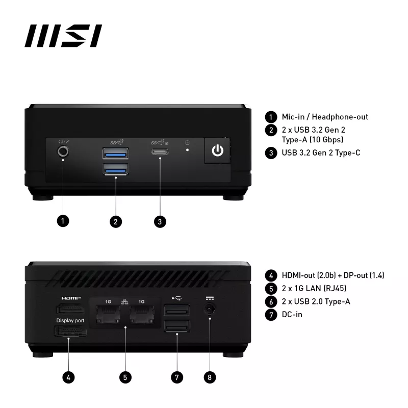 MSI Cubi N ADL-006DE Intel® N N200 4 GB DDR4-SDRAM 128 GB SSD Windows 11 Pro Mini PC Melns