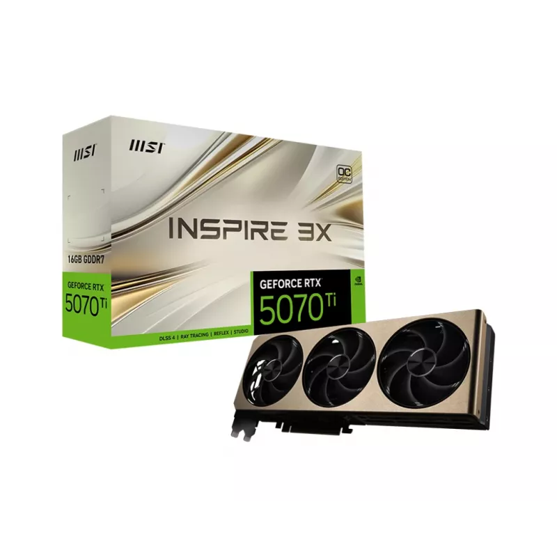 MSI GEFORCE RTX 5070 TI 16G INSPIRE 3X OC grafiskā karte NVIDIA 16 GB GDDR7