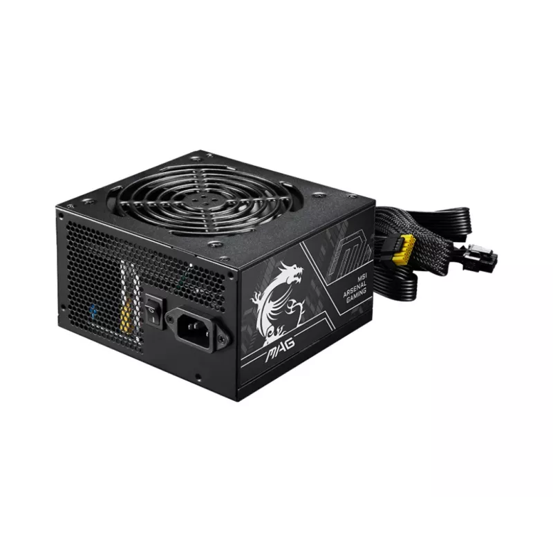 Barošanas bloks MSI MAG A750BN PCIE5 II 750 W, 24‑kontaktu ATX, nemodulārs, 80 PLUS Bronze, 120 mm ventilators, melns