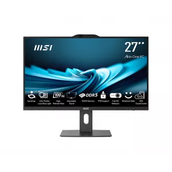 MSI Pro AP272P 14M-867XEU Intel® Core™ i5 i5-14400 68,6 cm (27 collu) 1920 x 1080 pikseļi Viss-vienā dators 16 GB DDR5-SDRAM 512 GB SSD Wi-Fi 6E (802.11ax) Melns