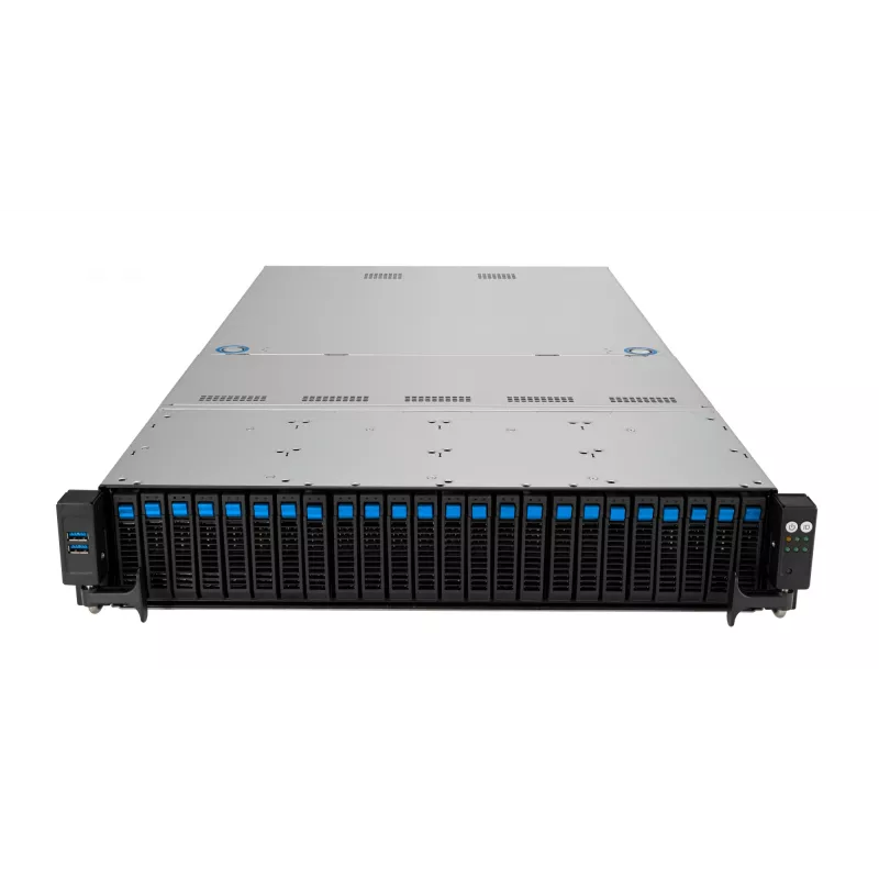 Plauktu serveris ASUS RS520A-E12-RS24U Socket SP5, AMD EPYC 9004, 1 CPU, 24x DDR5 DIMM, maks. 6,14 TB, 2U, 26x 2,5 collu nodalījumi, 1600 W barošanas bloks