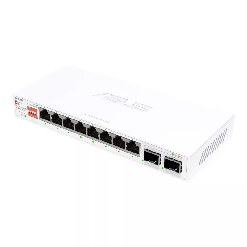 Nepārvaldāms Ethernet slēdzis ASUS QG-U1080 — 8 × 2.5G RJ-45 porti, MAC 16K, balts, 12V