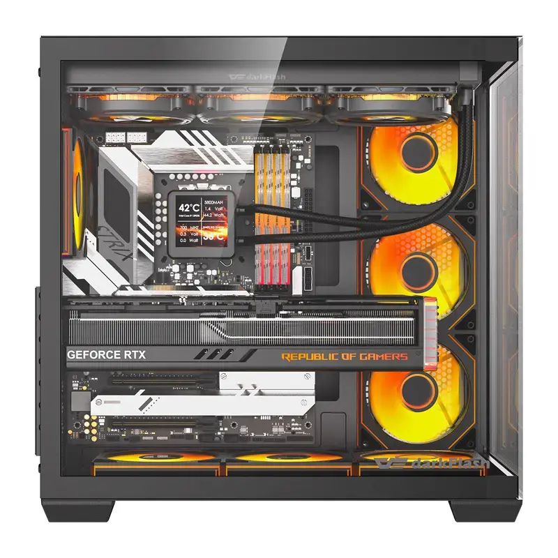 Datora korpuss Darkflash C280 (melns) ar 7 iepriekš uzstādītiem ventilatoriem