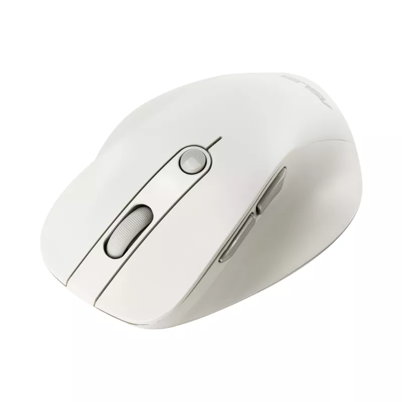 Bezvadu pele labročiem ASUS MD105 MK-WH — RF + Bluetooth, 2400 DPI, ritenītis, baterija, bēša