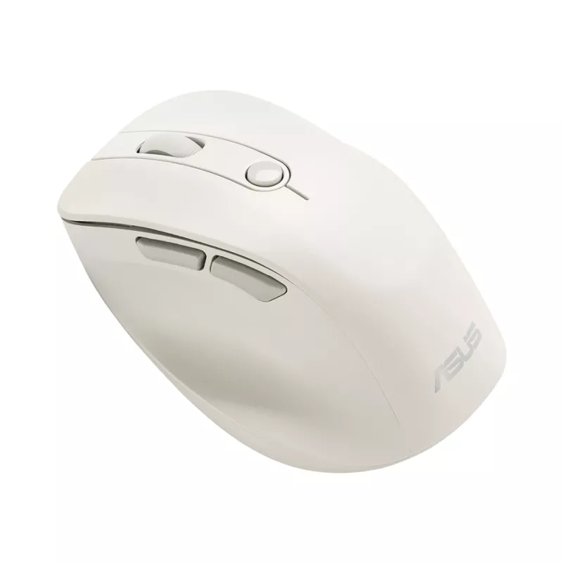 Bezvadu pele labročiem ASUS MD105 MK-WH — RF + Bluetooth, 2400 DPI, ritenītis, baterija, bēša