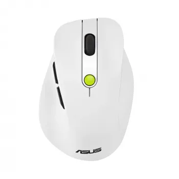 Pele ASUS MD105 /VT-GN — labās rokas RF bezvadu + Bluetooth, 2400 DPI, ritināšanas ritenis, darbināma ar baterijām, balta/zaļa