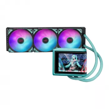 ASUS ROG RYUO IV 360 ARGB Hatsune Miku Edition Procesora universāls šķidruma dzesētājs 12 cm Melns, Tirkīzzils