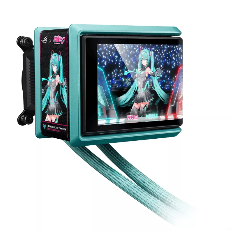 ASUS ROG RYUO IV 360 ARGB Hatsune Miku Edition Procesora universāls šķidruma dzesētājs 12 cm Melns, Tirkīzzils