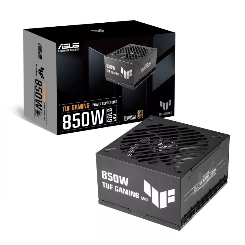 Barošanas bloks ASUS TUF-GAMING-850G-EVO 850W ATX 80 PLUS Gold 20+4 kontaktu, 1 ventilators, melns