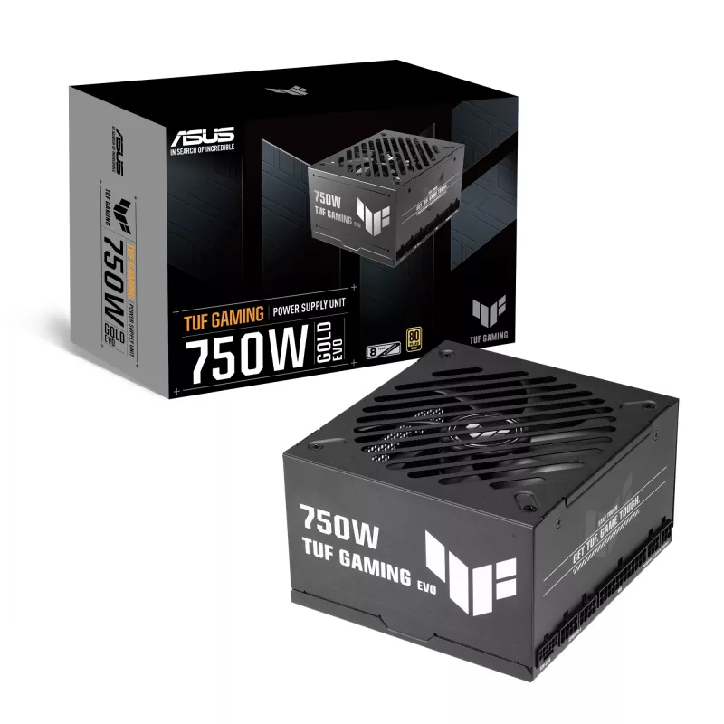 Barošanas bloks ASUS TUF Gaming 750G EVO — 750 W, ATX, 80 PLUS Gold, 20+4‑pin, melna
