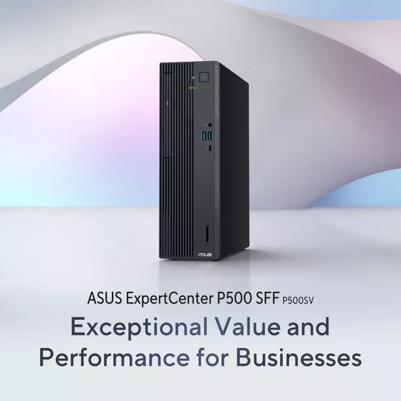 ASUS ExpertCenter P500 SFF<br><b>Izcila vērtība un veiktspēja uzņēmumiem</b><br>ASUS ExpertCenter P500 SFF apvieno augstu veiktspēju, biznesa līmeņa drošību un komercklases pakalpojumu funkcijas kompaktā un stilīgā dizainā, nodrošinot budžeta apzinīgiem mazo un vidējo uzņēmumu lietotājiem elastīgu un organizētu darbvietu. Izstrādāts, lai izturētu skarbus apstākļus un atbilstu MIL-STD-810H ASV…