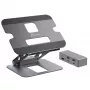 j5create JTS327 Multi-Angle 4K Docking Stand, klēpjdatora statīvs, pelēks, alumīnijs, 40,6 cm (16 collas), 4 kg, Windows klēpjdators / Mac