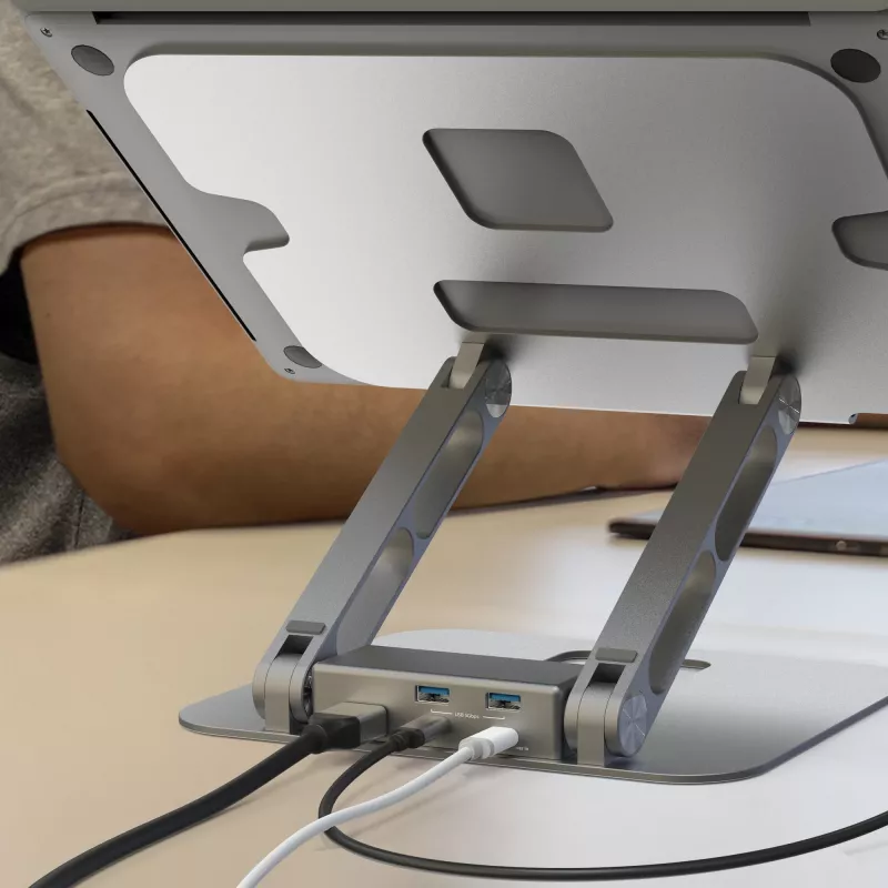 j5create JTS327 Multi-Angle 4K Docking Stand, klēpjdatora statīvs, pelēks, alumīnijs, 40,6 cm (16 collas), 4 kg, Windows klēpjdators / Mac