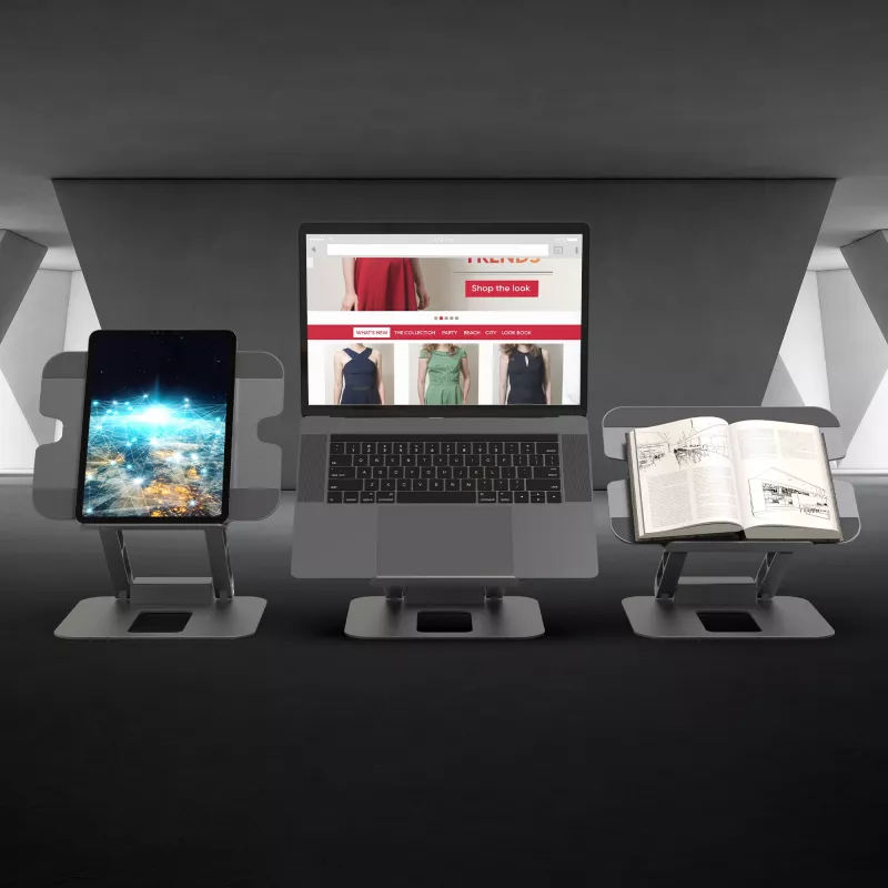 j5create JTS327 Multi-Angle 4K Docking Stand, klēpjdatora statīvs, pelēks, alumīnijs, 40,6 cm (16 collas), 4 kg, Windows klēpjdators / Mac