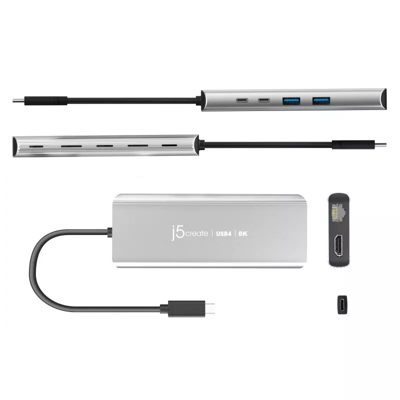 j5create JCD403 USB4 8K vairāku pieslēgvietu centrmezgls USB-C HDMI RJ-45