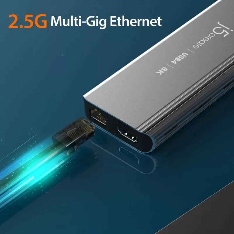 j5create JCD403 USB4 8K vairāku pieslēgvietu centrmezgls USB-C HDMI RJ-45