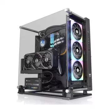 PC Case THERMALTAKE Core P3 TG Pro Midi Tower Melns — ATX/EATX atbalsts, rūdīts stikls, GPU līdz 45 cm, CPU dzesētājs 18 cm