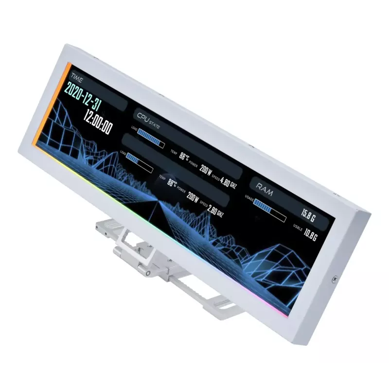Display panel Lian Li SM088W — universal chassis display, balta, 237×73×13 mm, 5 V input