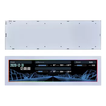 Display panel Lian Li SM088W — universal chassis display, balta, 237×73×13 mm, 5 V input