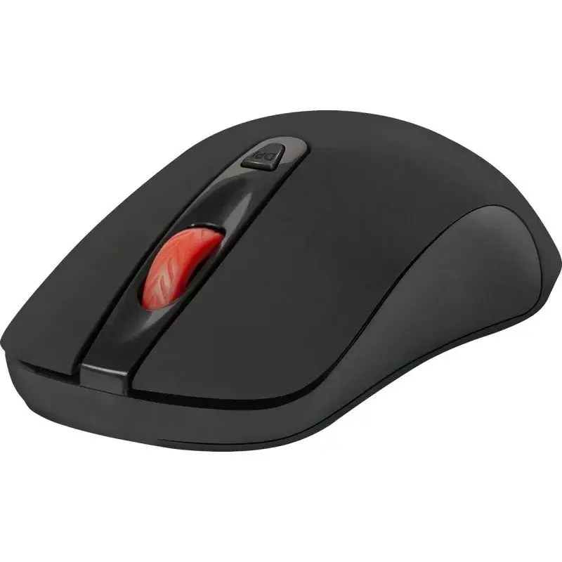 Bezvadu RF klusā optiskā pele DEFENDER Nexus MS-195 — 1600 DPI, 2,4 GHz, Nano USB, piemērota abām rokām, 2×AAA, melna
