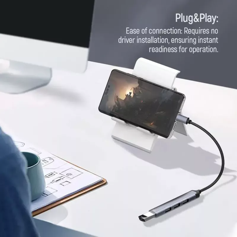 Paplašinātāja stacija ColorWay CW-HUB04 4-in-1 USB-C — HDMI, Gigabit Ethernet, USB-A, PD caurlaide