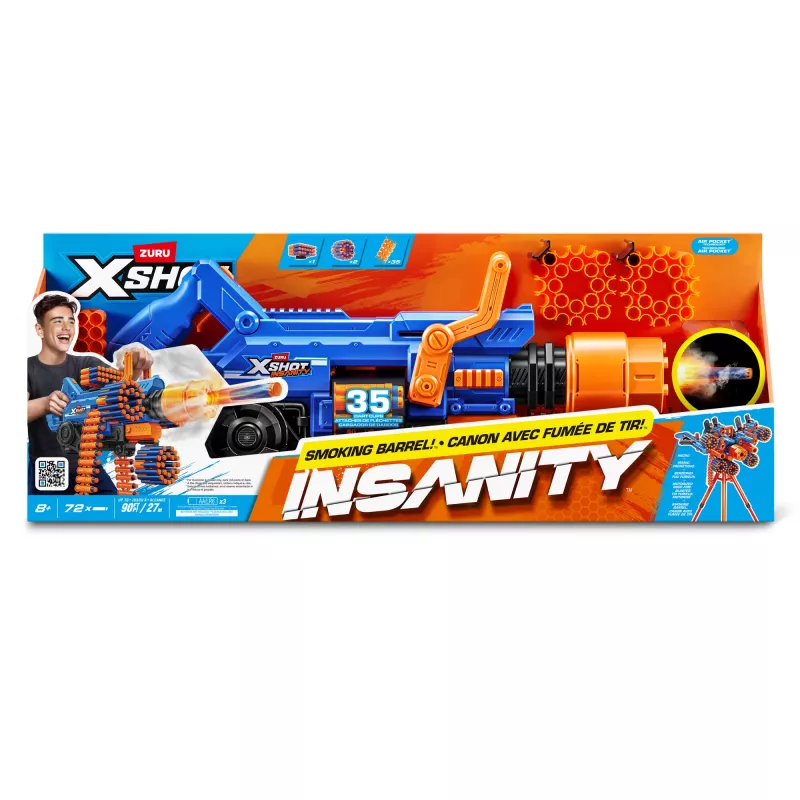 Rotaļu šautrašautene Zuru XSHOT Insanity — Smoke N Barrel, ietver 72 putuplasta šautriņas
