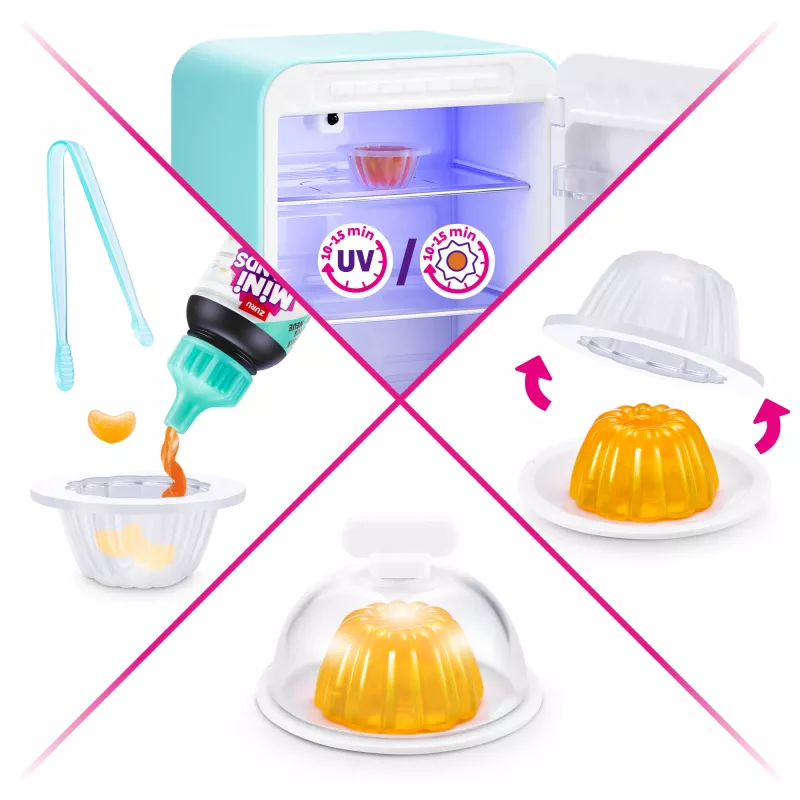 Rotaļlietu komplekts Zuru Mini Brands Mini Minis Fill the Fridge Playset — kolekcionējami miniatūri pārtikas preču ledusskapja aksesuāri