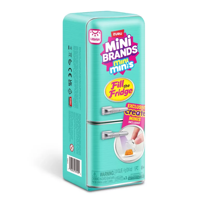 Rotaļlietu komplekts Zuru Mini Brands Mini Minis Fill the Fridge Playset — kolekcionējami miniatūri pārtikas preču ledusskapja aksesuāri