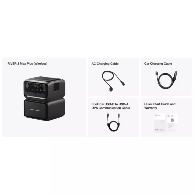 Pārnēsājamais akumulators EcoFlow RIVER 3 MAX PLUS Wireless, 858Wh