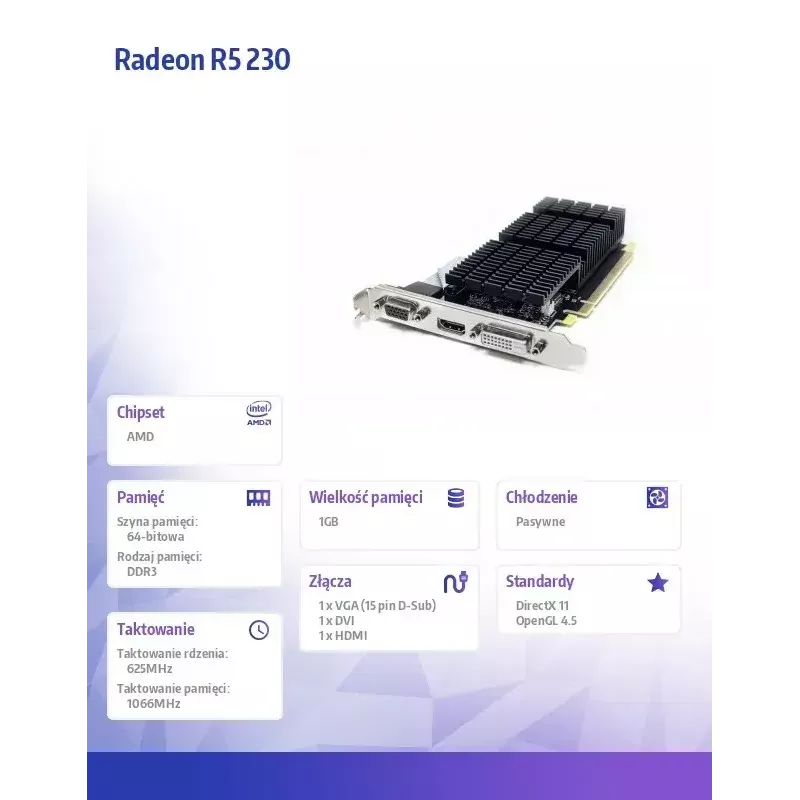 Grafikas karte AFOX Radeon R5 230 1GB DDR3 AFR5230-1024D3L9-V2