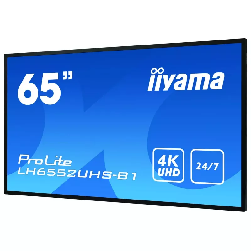 Digitālās reklāmas plakanpanelis IIYAMA LH6552UHS-B1 64,5 collas IPS 4K 3840x2160 500 cd/m² Android 8.0 24/7 Melns