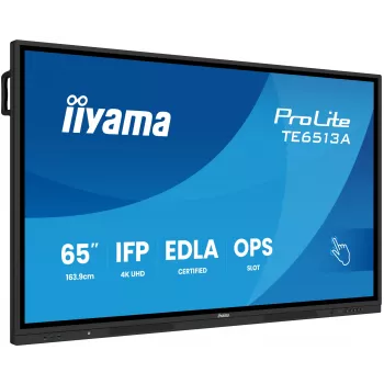 Interaktīvs plakanais panelis IIYAMA TE6513A-B2AG 64,5 collas (163,8 cm) 4K UHD 500 cd/m² Wi‑Fi Android 24/7 skārienekrāns