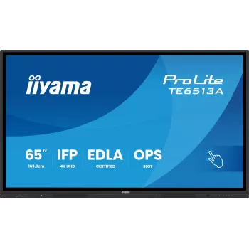 Interaktīvs plakanais panelis IIYAMA TE6513A-B2AG 64,5 collas (163,8 cm) 4K UHD 500 cd/m² Wi‑Fi Android 24/7 skārienekrāns