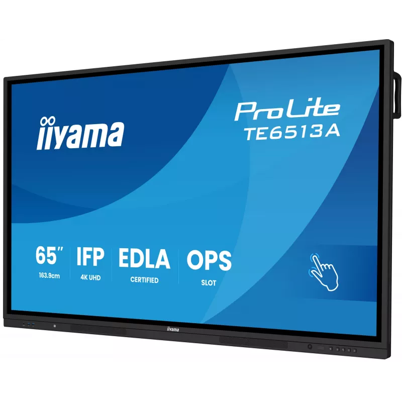Interaktīvs plakanais panelis IIYAMA TE6513A-B2AG 64,5 collas (163,8 cm) 4K UHD 500 cd/m² Wi‑Fi Android 24/7 skārienekrāns