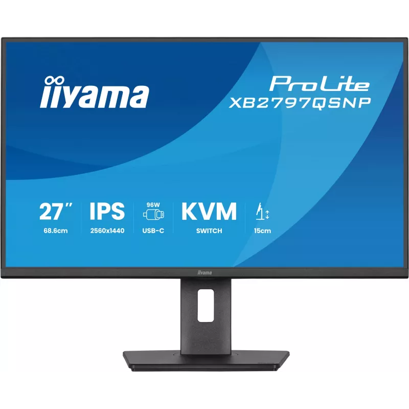 Datora monitors IIYAMA ProLite XB2797QSNP-B1 27 collas (68,6 cm) 2560×1440 QHD LED, 16:9, matēts, skaļruņi, USB 3.2 centrmezgls, augstumā regulējams, VESA