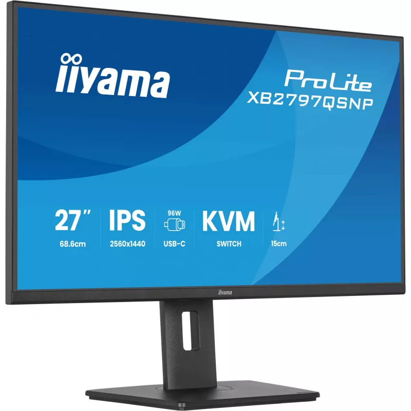 Datora monitors IIYAMA ProLite XB2797QSNP-B1 27 collas (68,6 cm) 2560×1440 QHD LED, 16:9, matēts, skaļruņi, USB 3.2 centrmezgls, augstumā regulējams, VESA